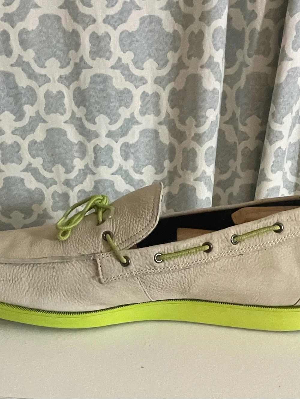Cole Haan Air Mason Men's ivory and Lime Green Casual Boat Shoes Sz 13
